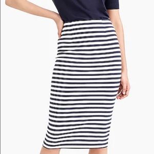 J. Crew Knit Pencil Skirt in Navy Stripe Size S